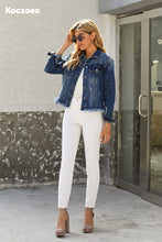 Load image into Gallery viewer, Koczoec Women's Button Down Stretch Fitted Denim Jean Jacket